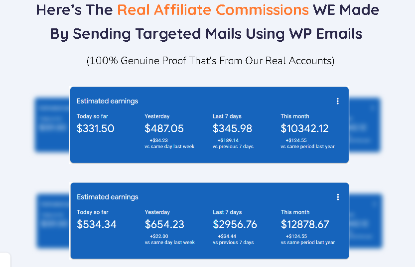 Here's the real affiliate commissions we made by sending targeted mails using wp emails