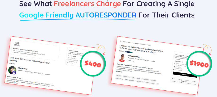 See what freelancers charge for creating a single Google friendly autoresponder for their clients