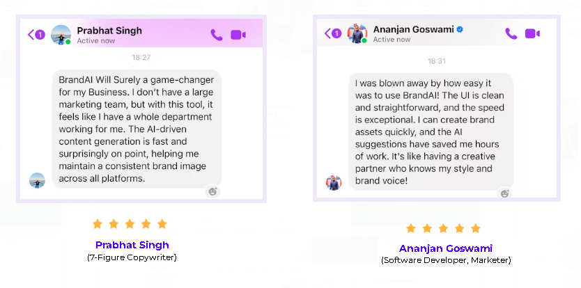 This Image Shows What Are the users saying in BrandAI Review.