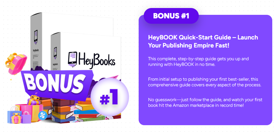 This image showing to the fast action bonuses with bonus number 1 of HeyBOOKS Review